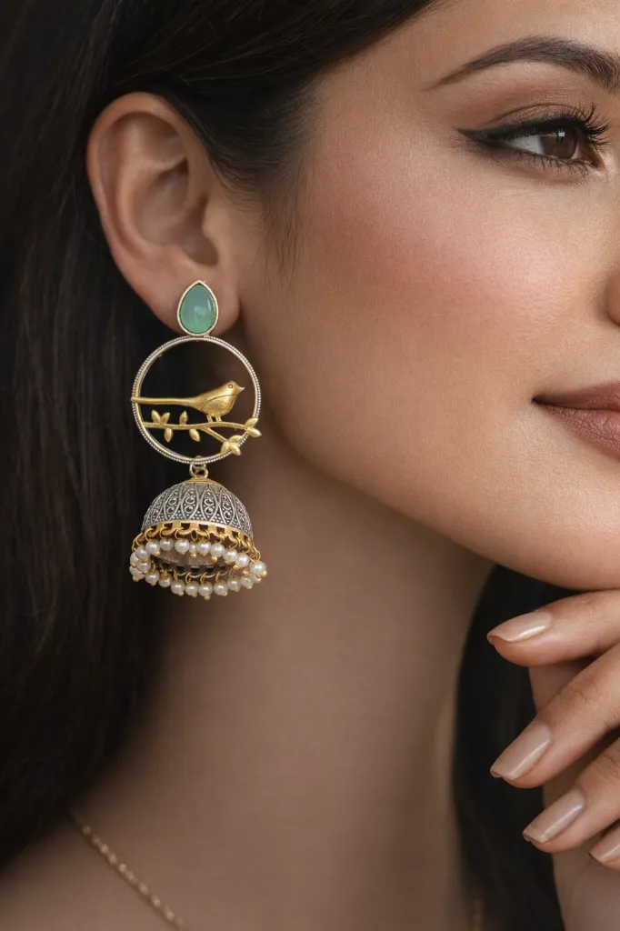 Elegant jhumka earrings in soft light.webp