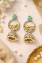 Golden Sparrow Pearl Jhumkas