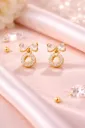Golden Bow Crystal Halo Earrings
