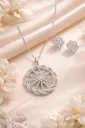 Diamond snowflake pendant and earrings set