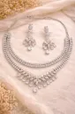 Silver Dewdrop Floral Necklace Set