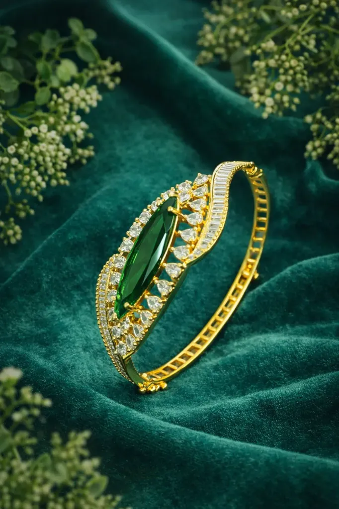 Emerald Royale Gold-Plated Designer Kada