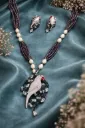 Elegant parrot necklace and earrings set