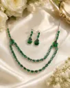 Emerald Elegance Dual-Layer Necklace Set