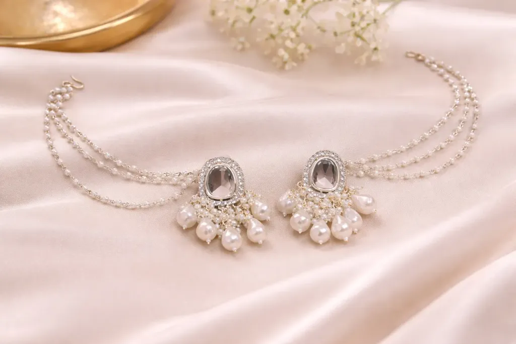 Meher Noor Hair Chain Earrings