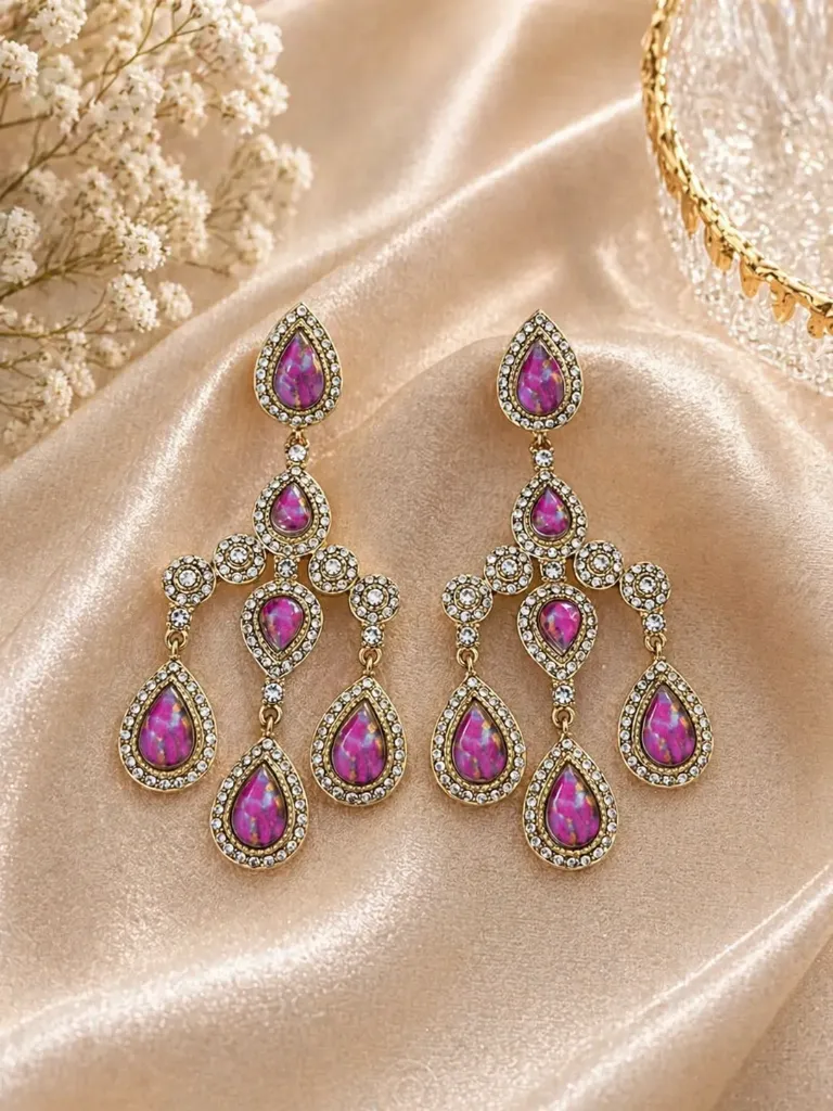 Pink mossanite earrings