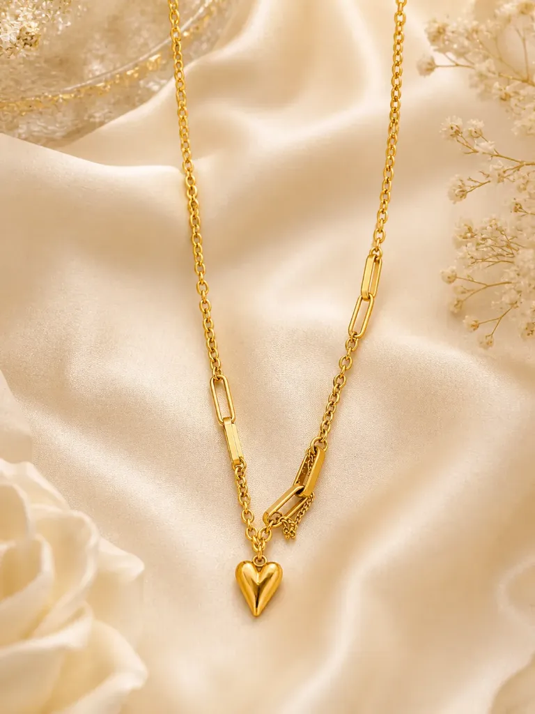 Heart Charm with Mixed Link Chain