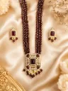 Royal Maroon Kundan Beaded Long Necklace Set