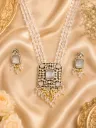 Elegant White Crystal Beaded Kundan Long Necklace Set