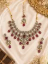 Royal Ruby Kundan Choker Necklace Set with Maang Tikka & Earrings