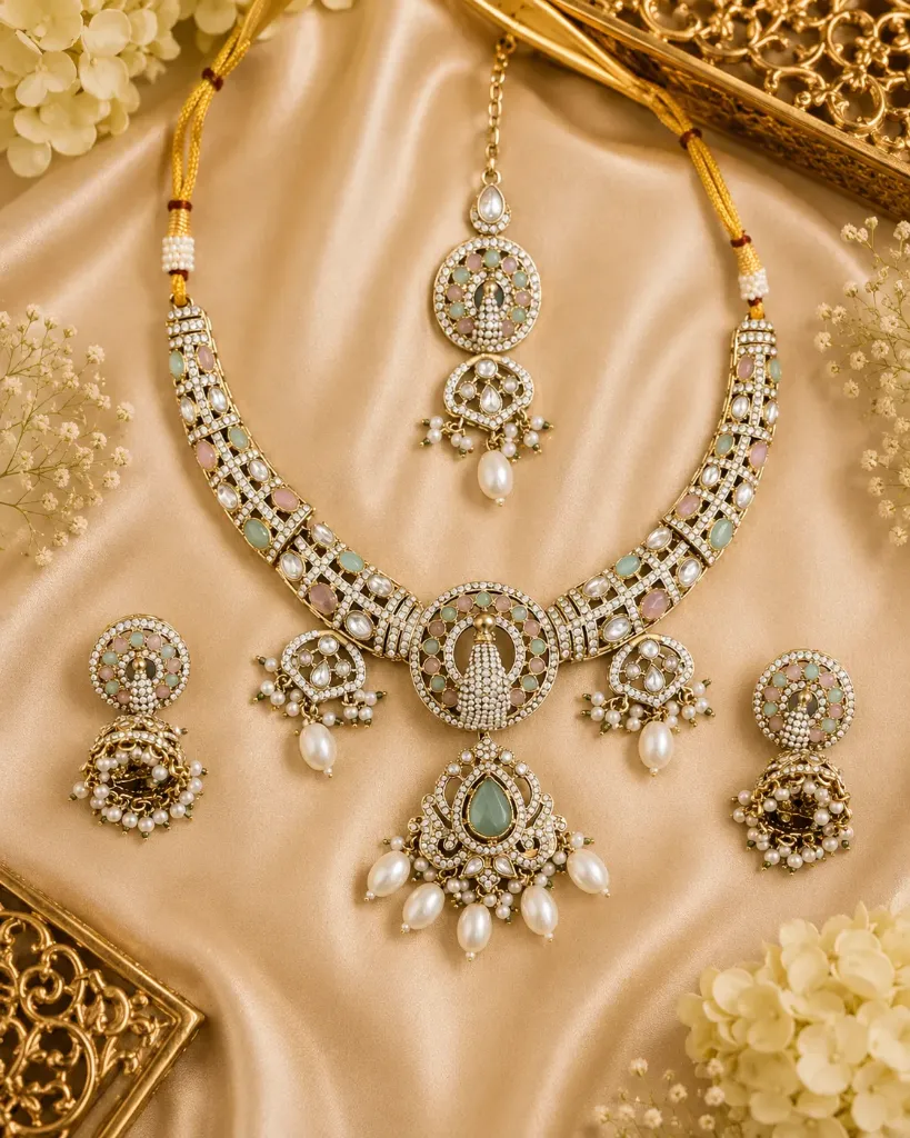 Royal Pastel Kundan Choker Necklace Set