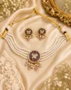 Elegant Butterfly Pearl Choker Necklace Set
