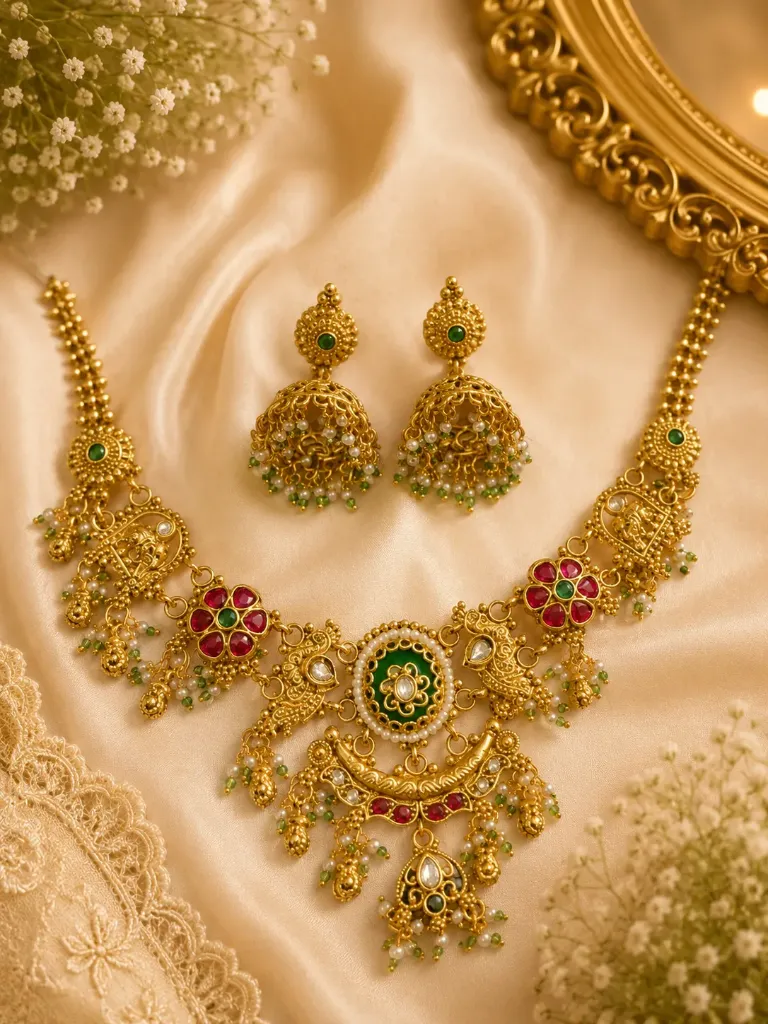 Traditional Temple Jewelry Choker Necklace Set