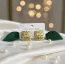 Gold-Toned Textured Square Studs