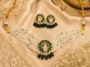 Emerald Pearl Choker Necklace Set