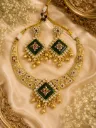 Royal Emerald Antique Gold-Plated Temple Necklace Set