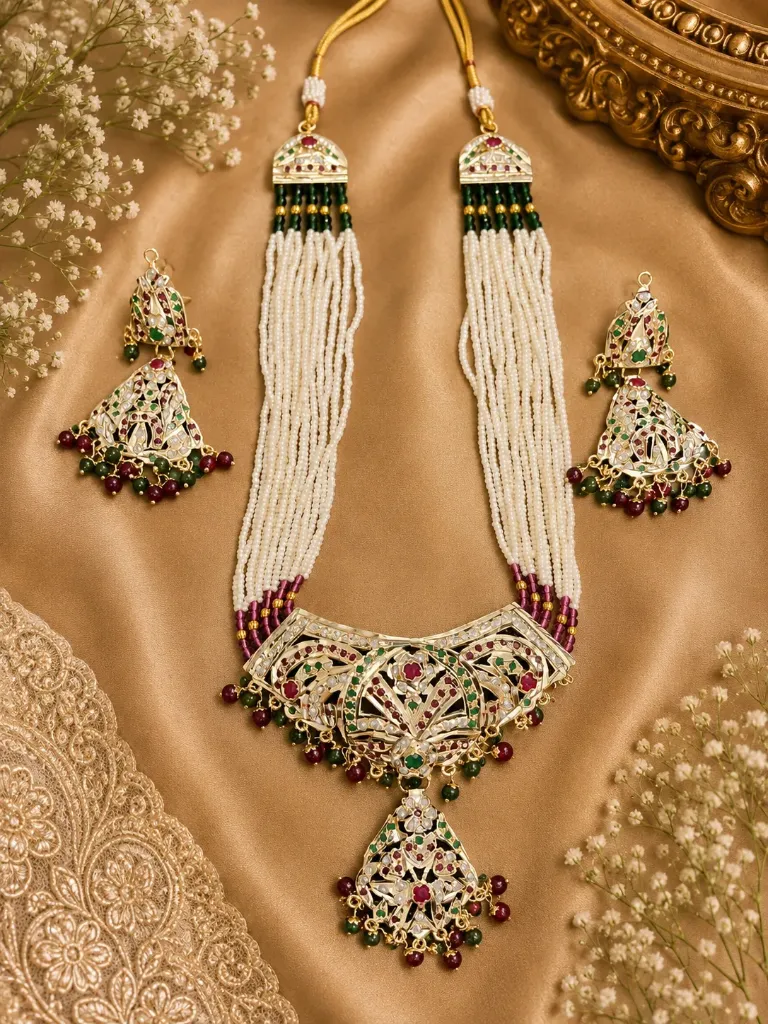 Royal Pearl Jadau Necklace Set