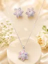 Blush Bloom Floral Pendant & Stud Earrings Set