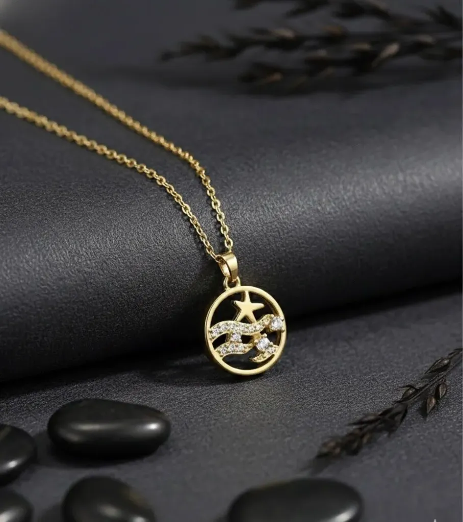 Star Drift Gold Plated Locket With Chain