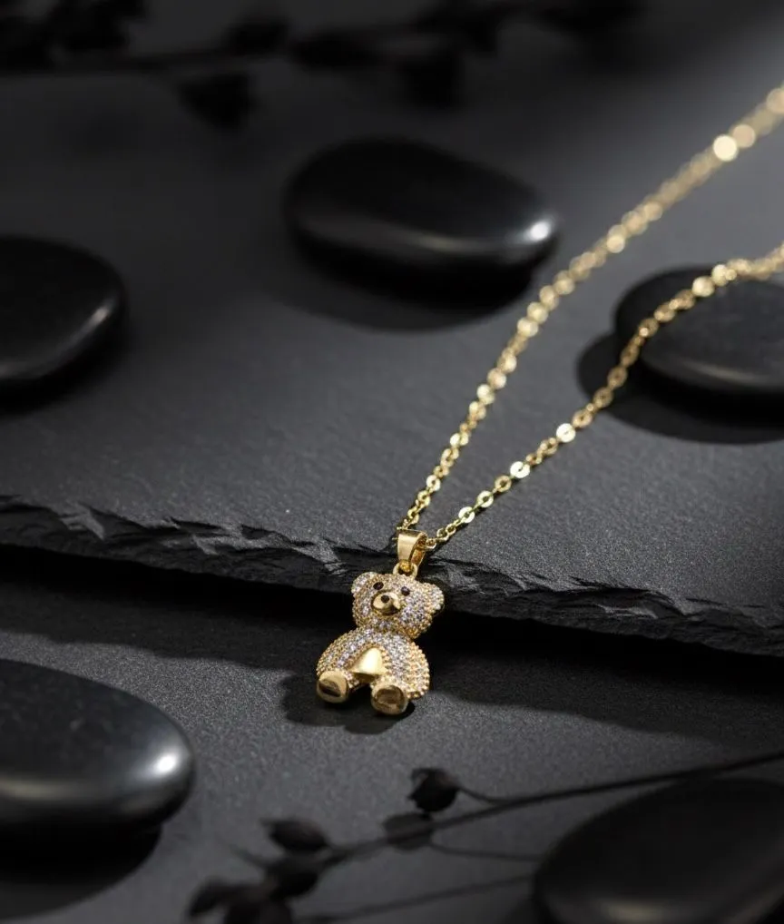 Cuddle Charm Crystal Teddy Pendant