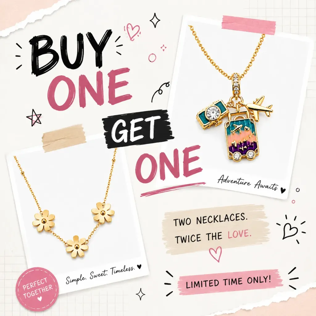 Daisy charm and travel charm necklace