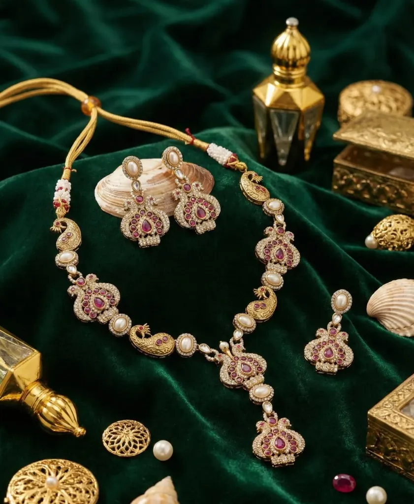 Ruby Pearl Heritage Necklace Set