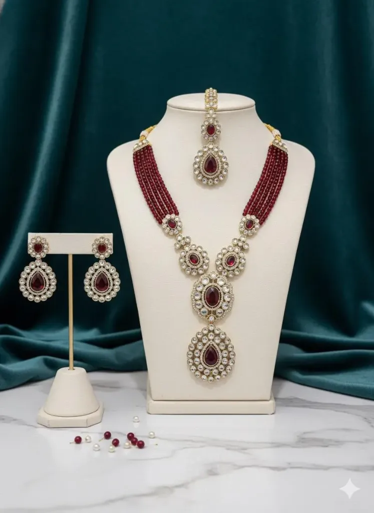 Royale Kundan Necklace Set (Ruby)