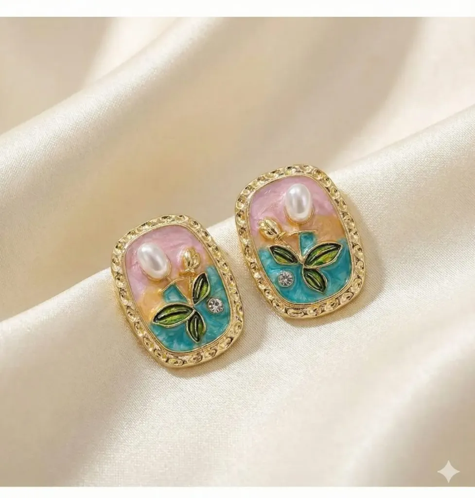 Pastel Garden Pearl Stud earrings