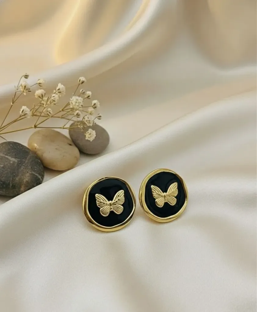 Noir Flutter Butterfly Stud Earrings