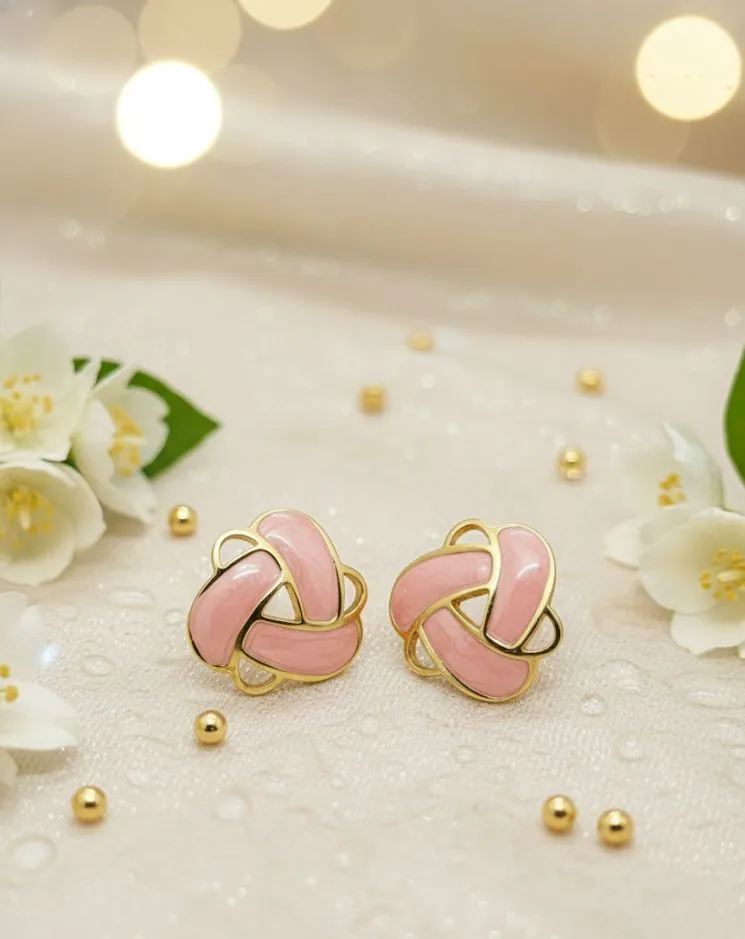 Blush Knot Enamel Stud Earrings