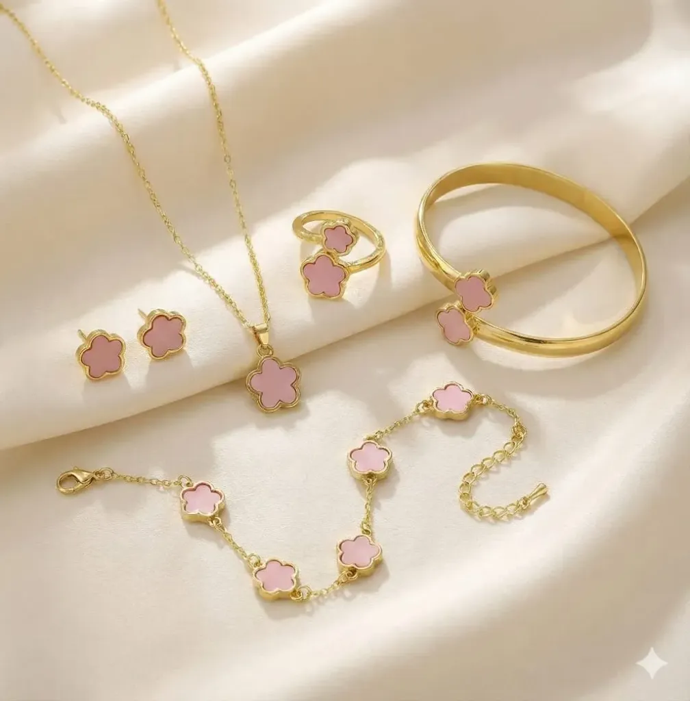 Blush Clover Gold-Tone Jewellery Combo Set
