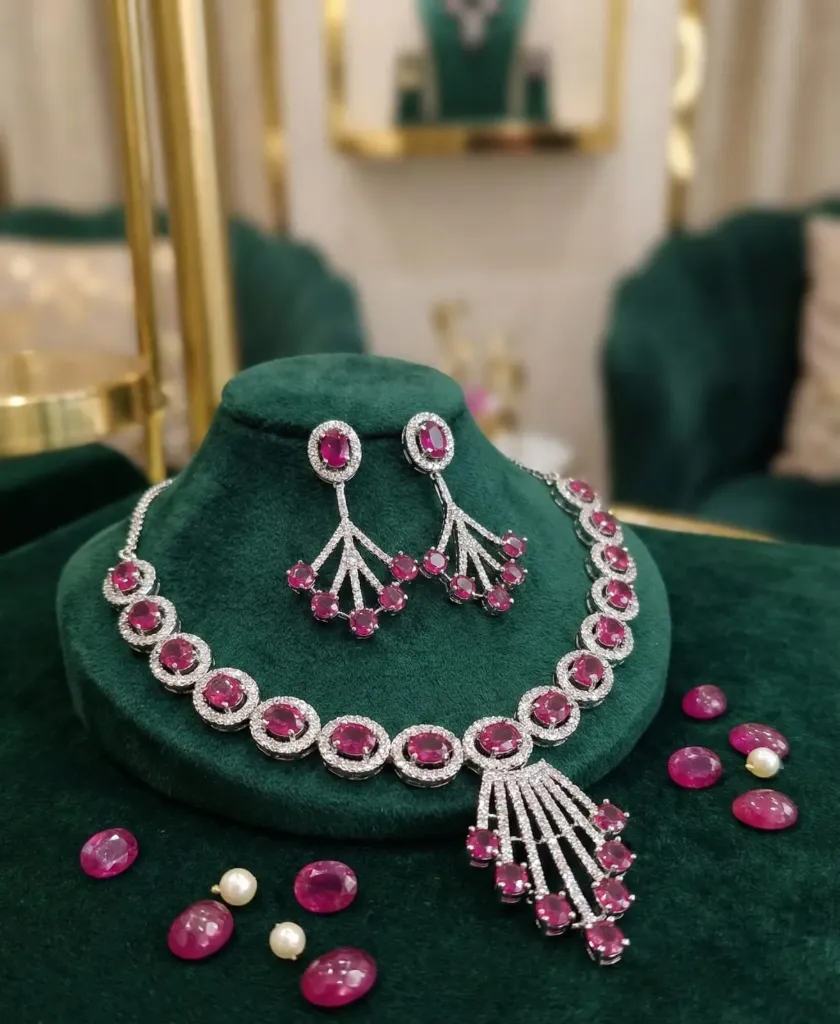 Ruby Sparkle Necklace Set