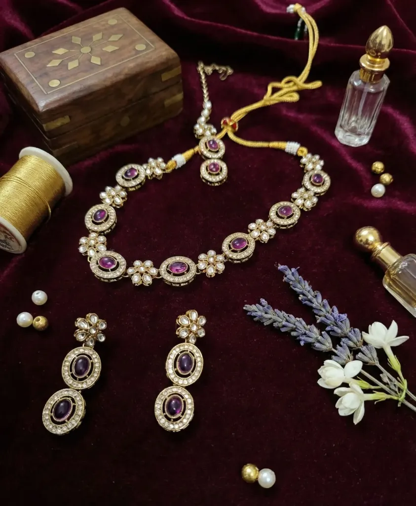 Ruby Glow Kundan Necklace Set