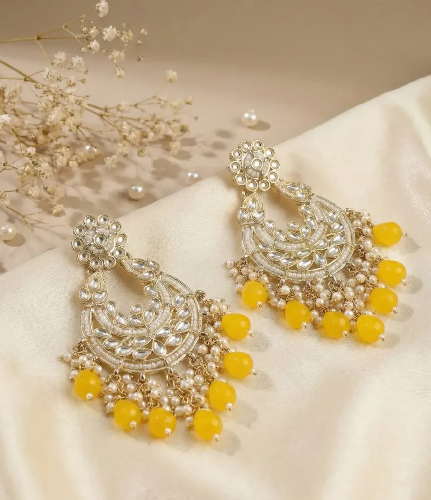 Sunheri Noor Chandbali Earrings
