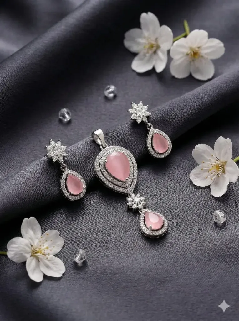 Blush Teardrop AD Pendant Set