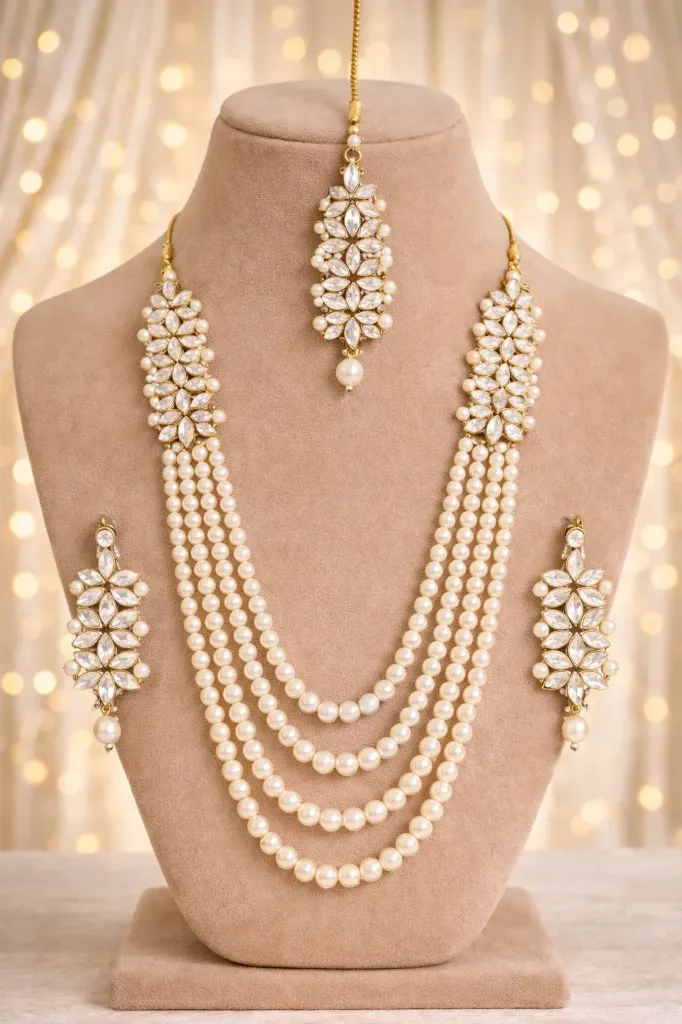 Elegant pearl jewelry set